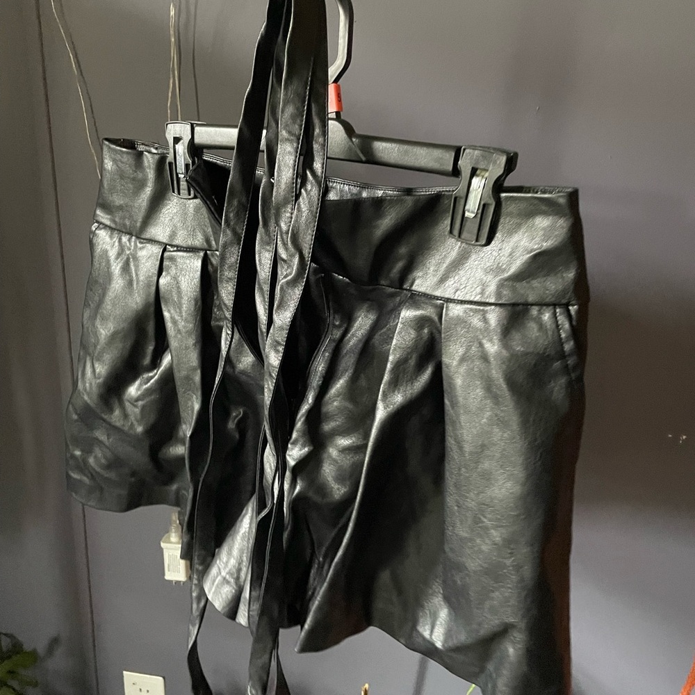 Nasty Gal Faux Leather Wide Leg Shorts